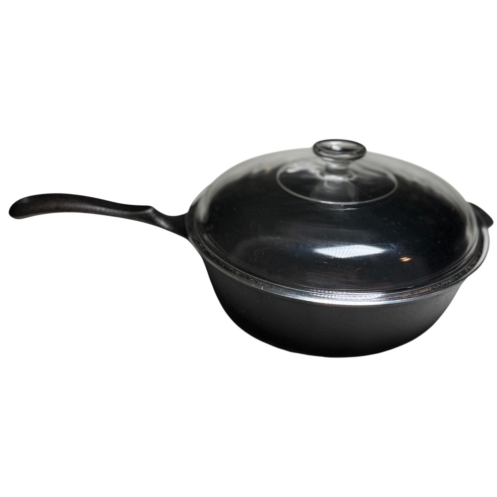 Wagner's 1891 Original 10.5 Inch Cast Iron Chicken Fryer Skillet with Glass Lid